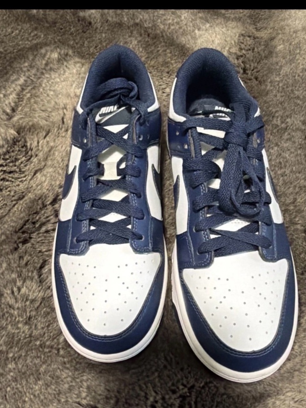 Nike Kids Dunk Navy and white Low- top sneakers.